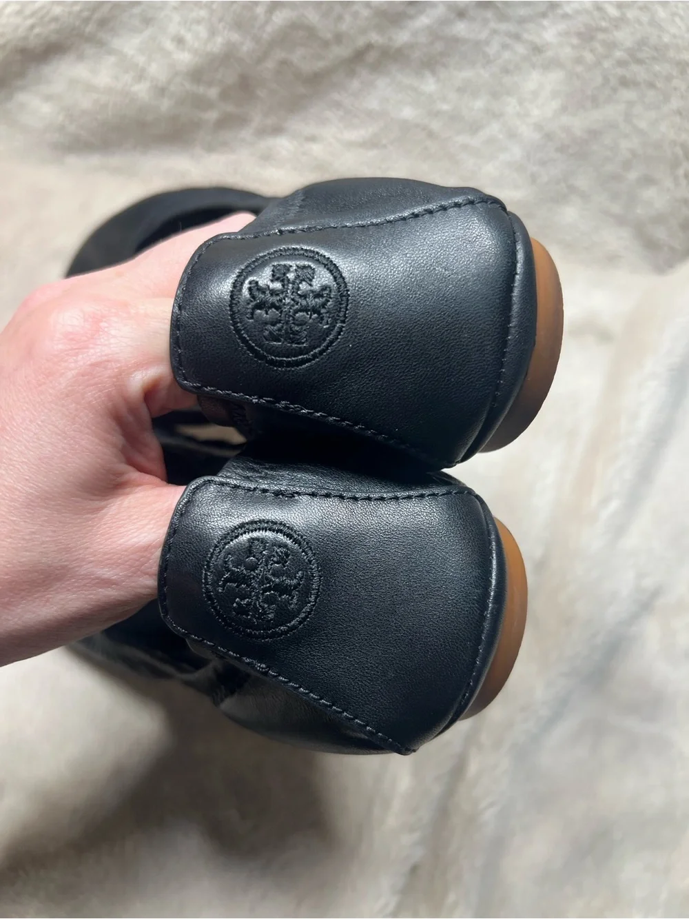 Tory Burch Eddie Ballet Flats in perfect black lamb leather size 9